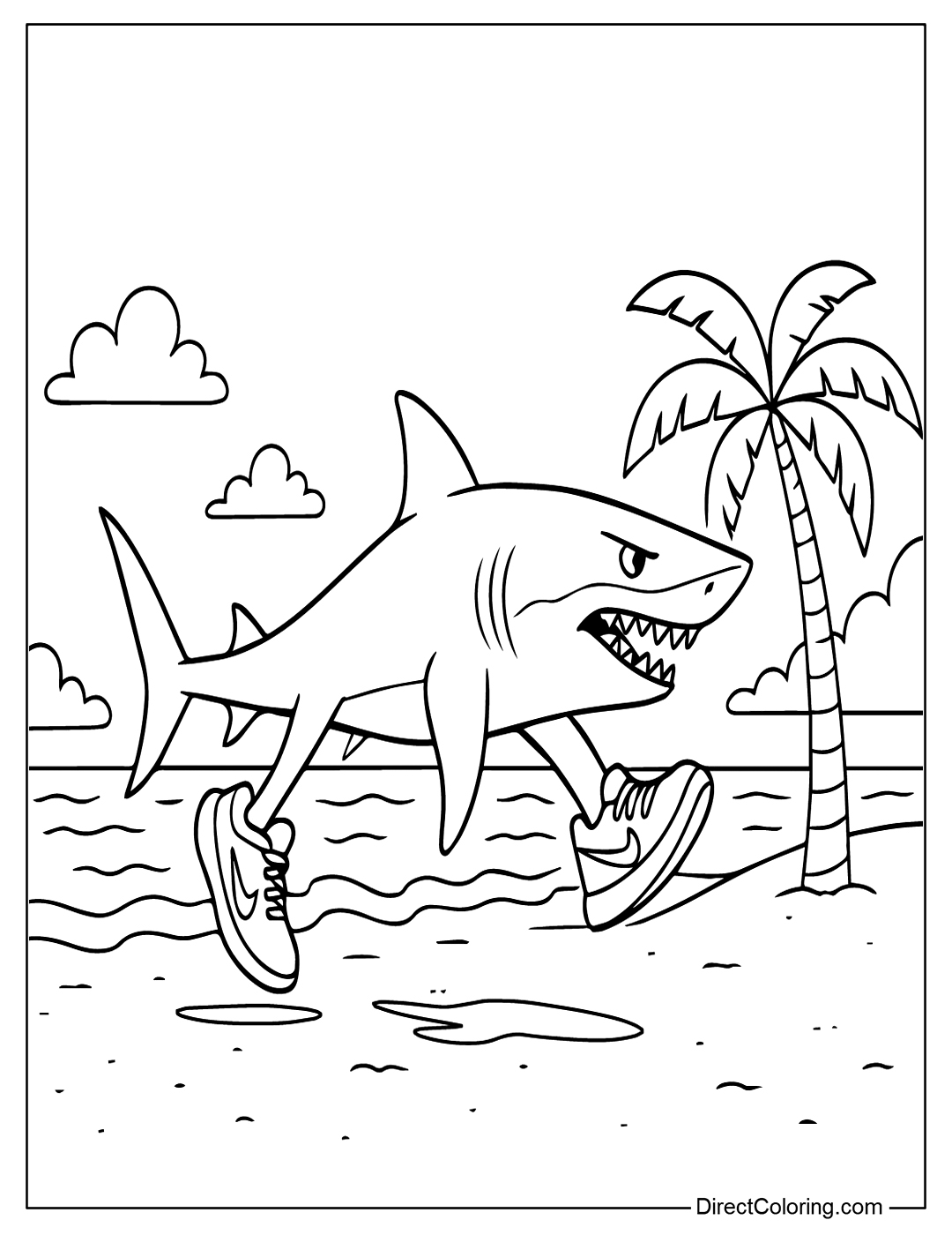 Tralalero Tralala Walking Coloring Page